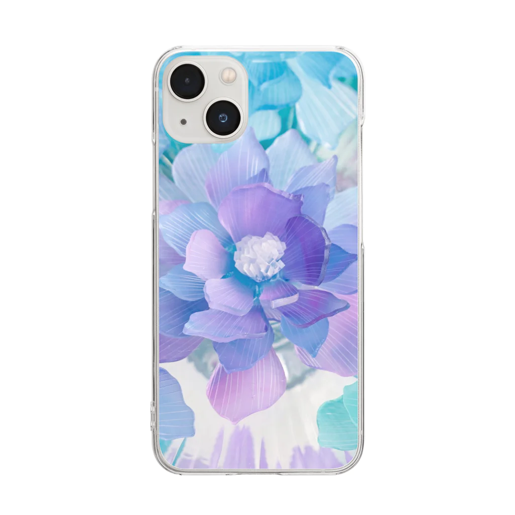 しばさおり jasmine mascotの紫の花 Clear Smartphone Case