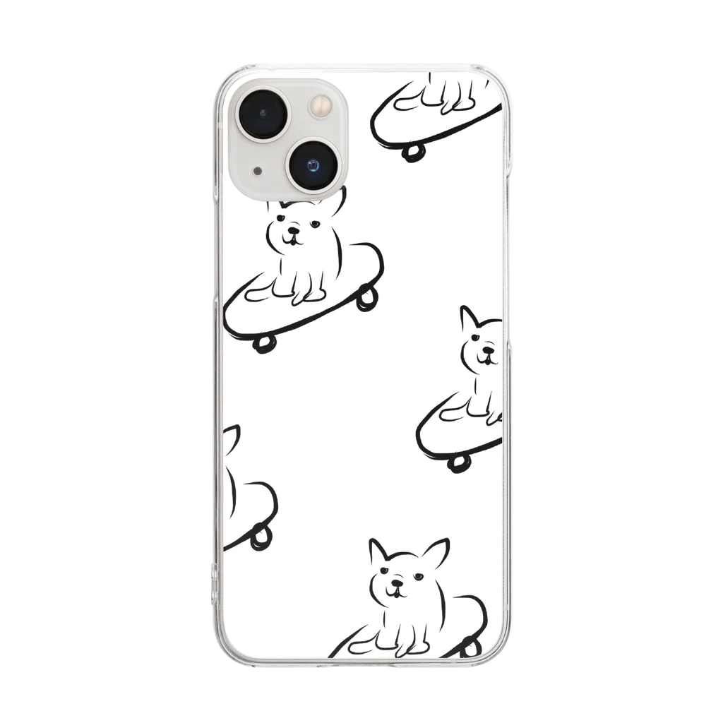 HER AND MARSHMALLOWのSkate board french bulldog　スケートボード　フレンチブルドッグ Clear Smartphone Case