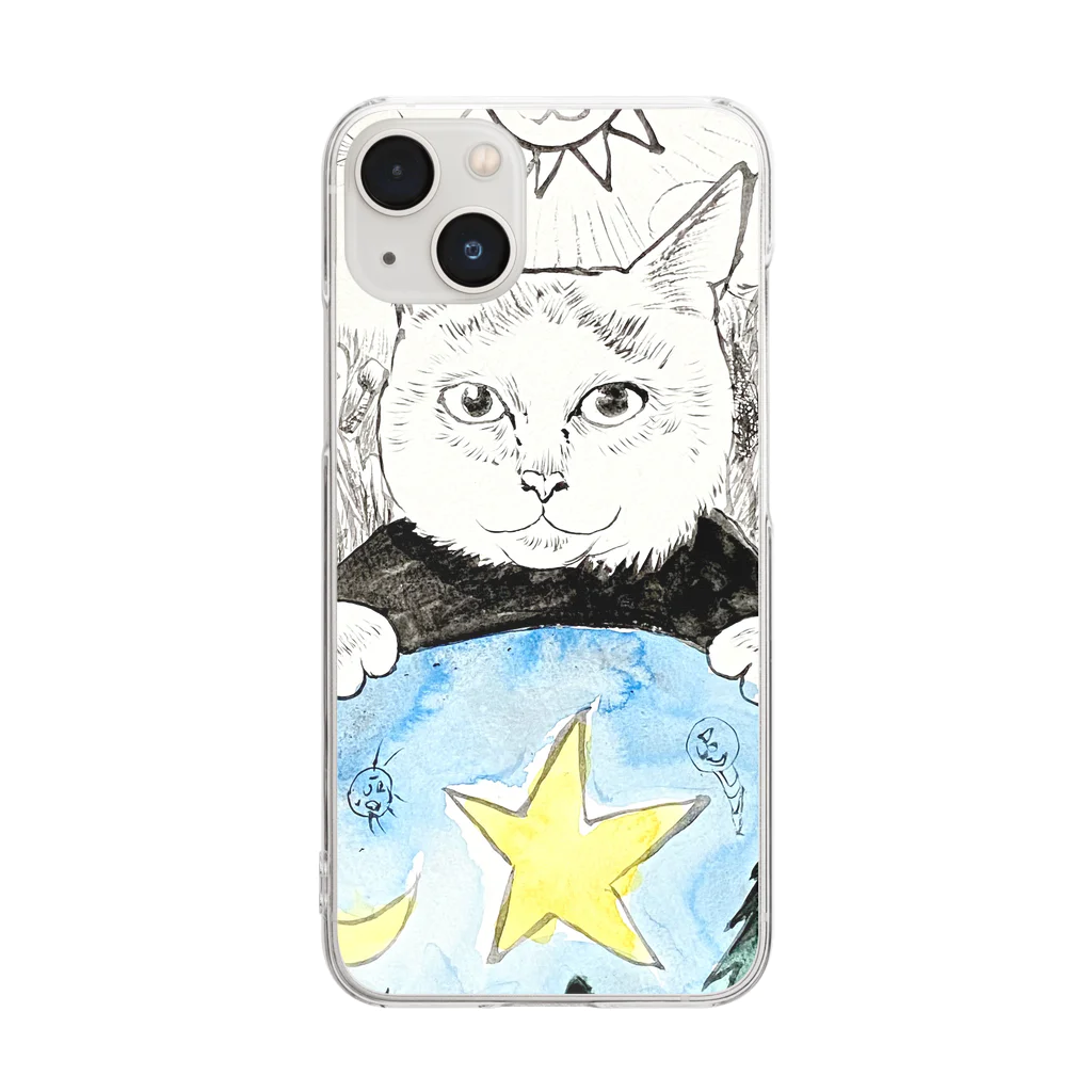 あおニャーマンの猫の世界で Clear Smartphone Case