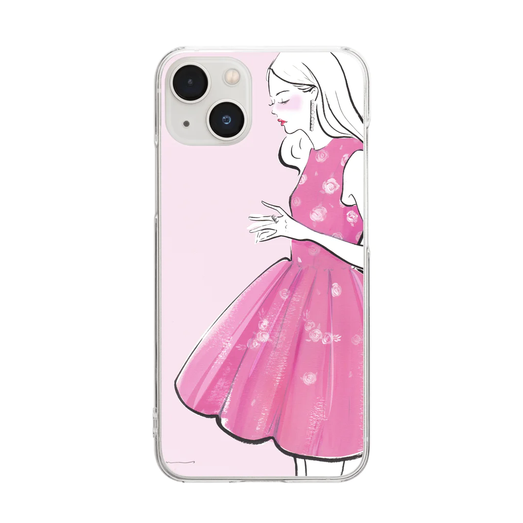 Jojo Yan | A Fashion Illustratorのピンクスカート Clear Smartphone Case