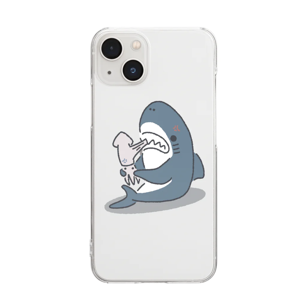サメ わりとおもいの#イカが嚙み切れないサメ Clear Smartphone Case