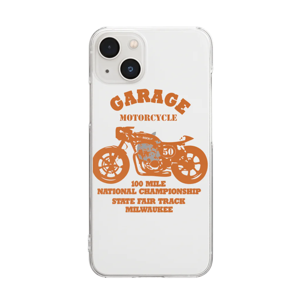 キッズモード某の武骨なバイクデザイン orange Clear Smartphone Case