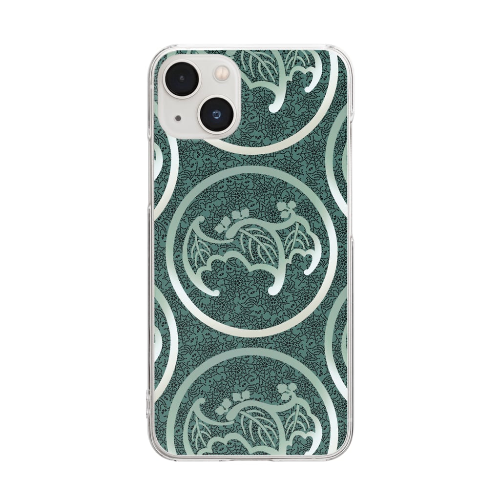 雁花工房（寄付アイテム販売中です）の蝙蝠桐（こうもりぎり）青緑色 Clear Smartphone Case