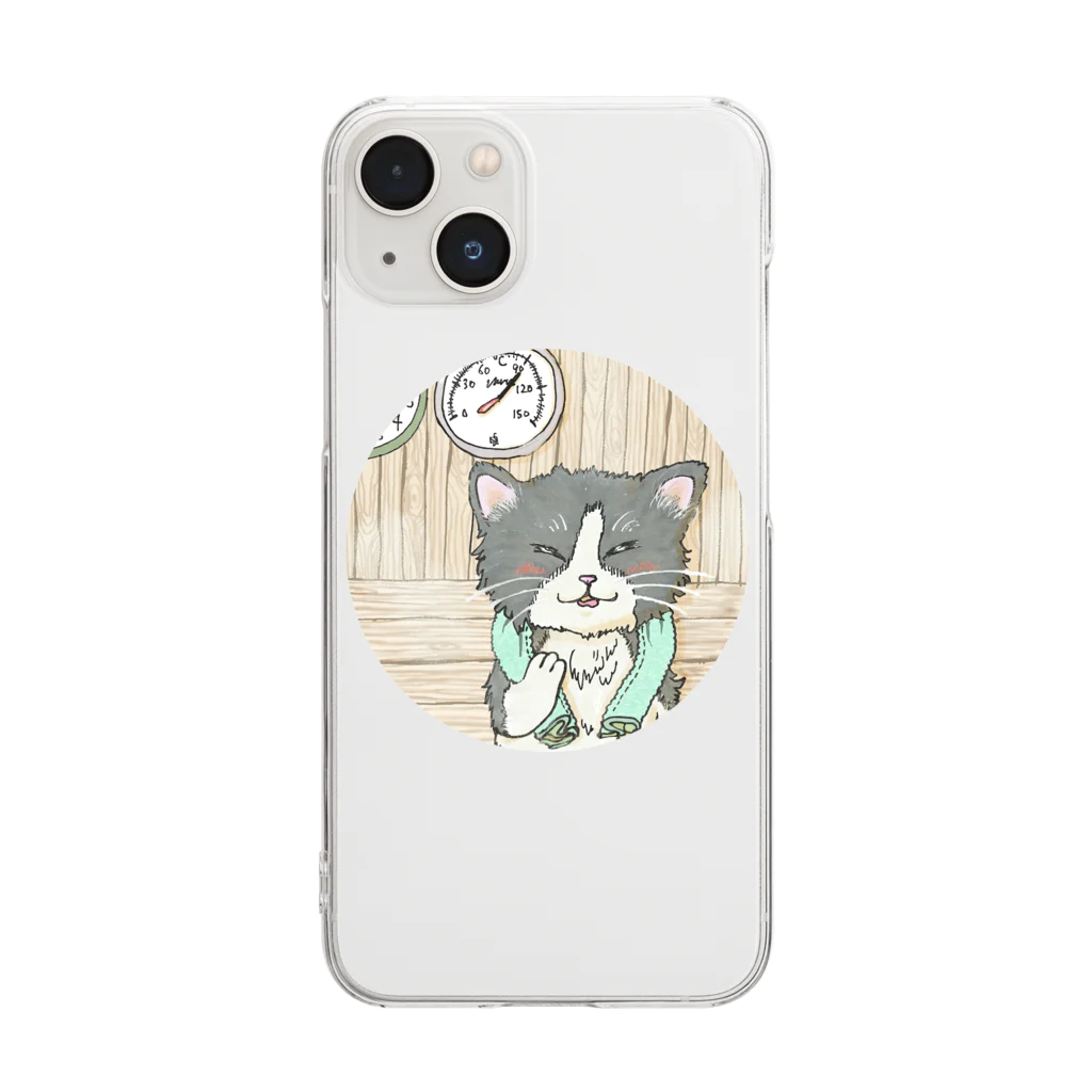 ミャムミャムマナコのうっとりサウナにゃんこ Clear Smartphone Case