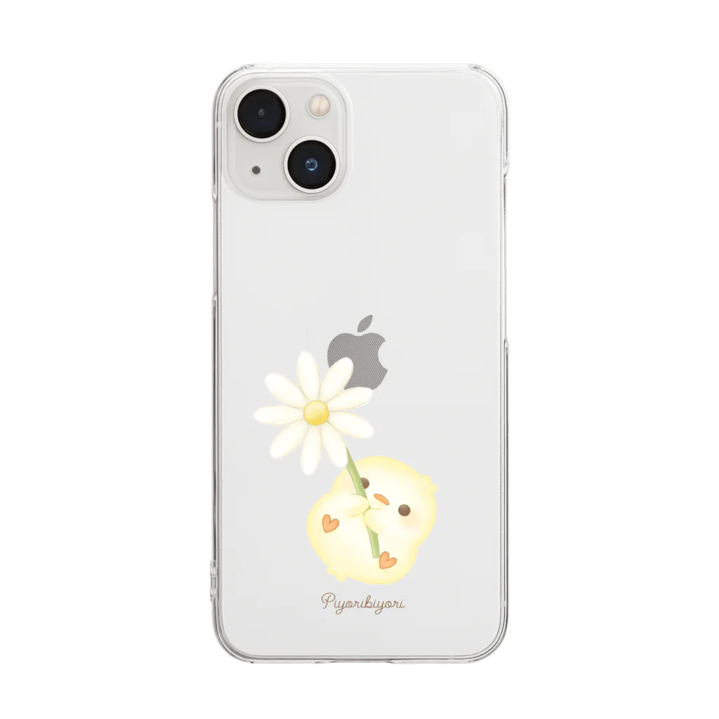 ぴよりびより🐣🧡ひよこのお店屋さんの【ぴよりびより】お花とぴよりC Clear Smartphone Case