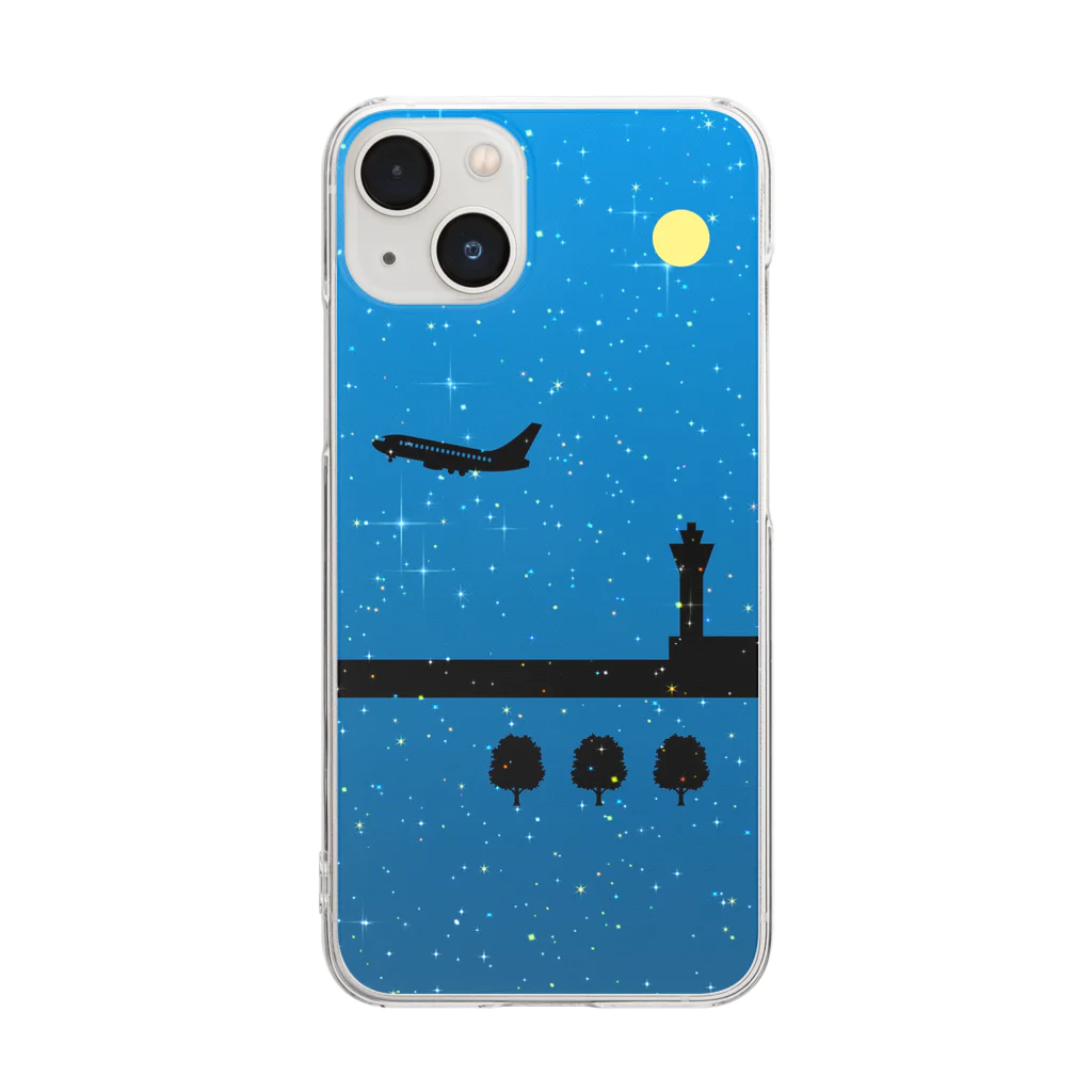 flying_tennis_playerのNight Flight(full moon) Clear Smartphone Case