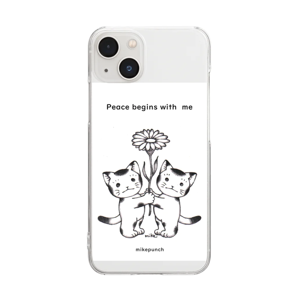 mikepunchのPeace begins with me おにぎりキッズ Clear Smartphone Case