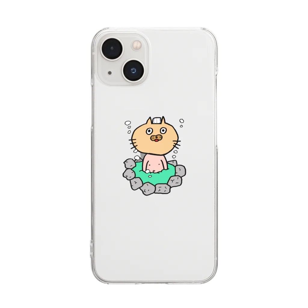 マッハナイスガイの温泉猫（小） Clear Smartphone Case