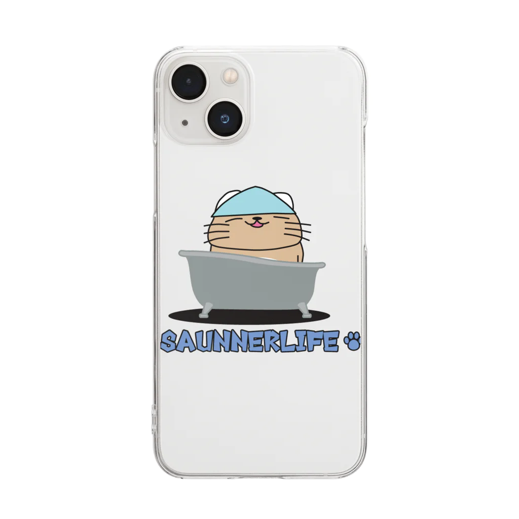 SAUNNERLIFE公式オンラインショップのさうにゃにゃん お風呂 Ver. Clear Smartphone Case