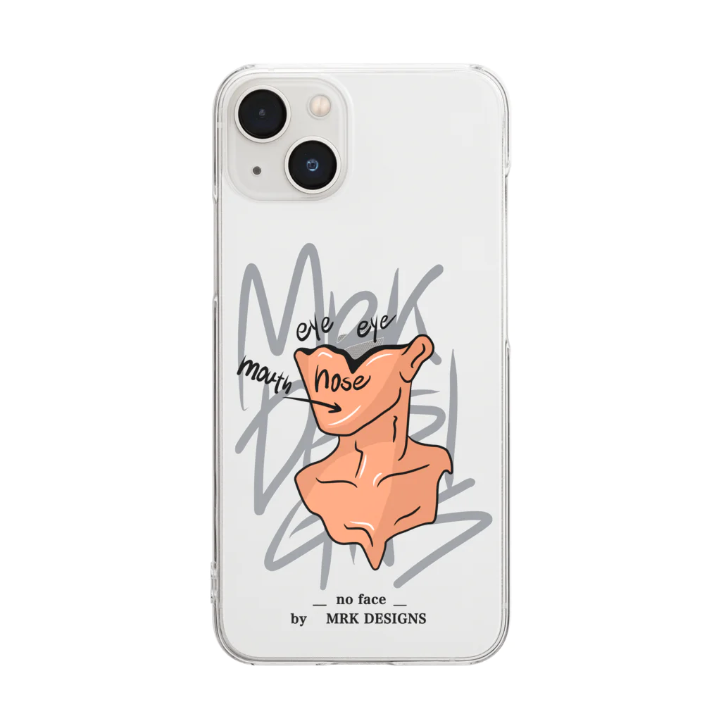 MRK DESIGNSの_no face_（Orange） Clear Smartphone Case