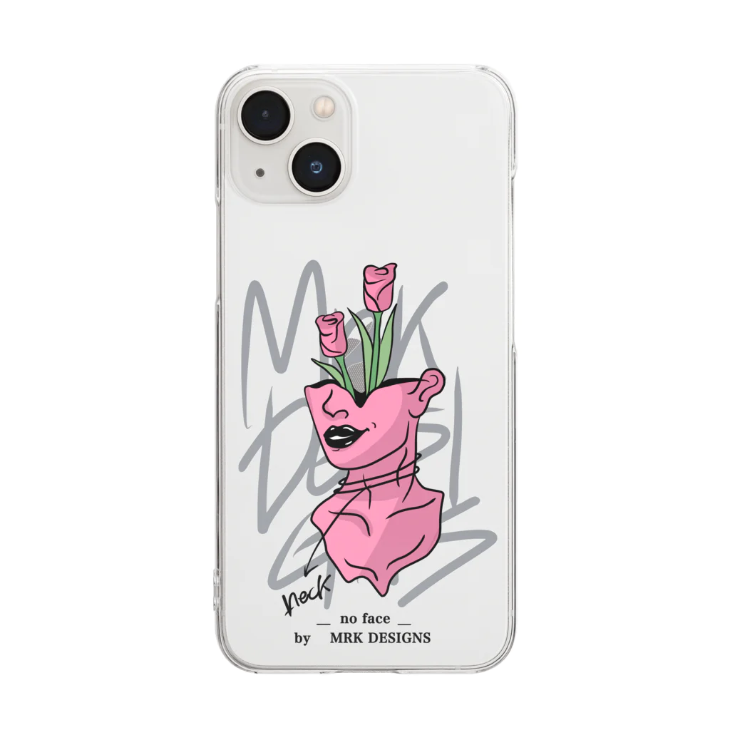 MRK DESIGNSの_no face_（Pink） Clear Smartphone Case