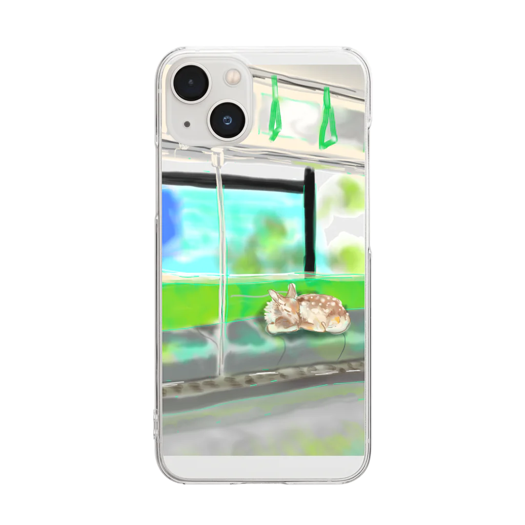 kashikuの電車にのるシカ Clear Smartphone Case