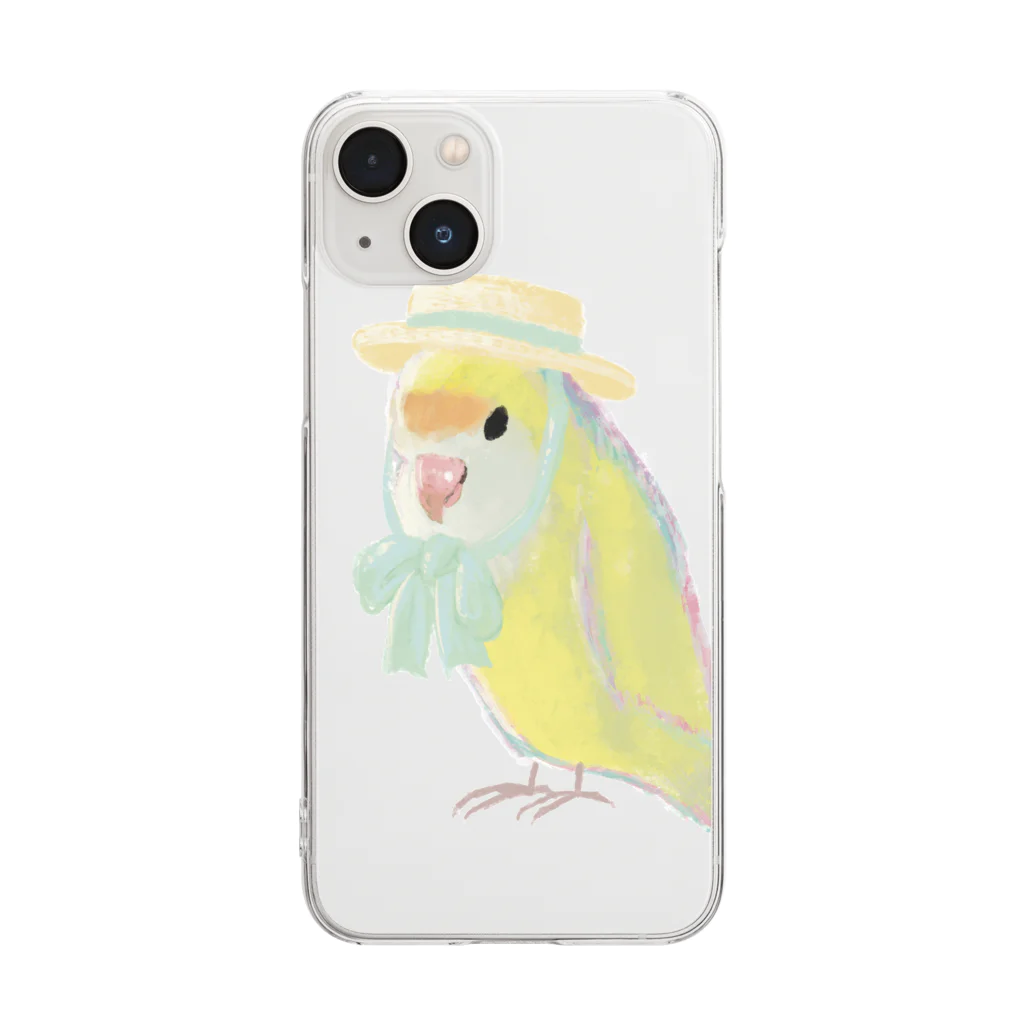 Colicoの麦わら帽子のコザクラインコ（クリーム） Clear Smartphone Case