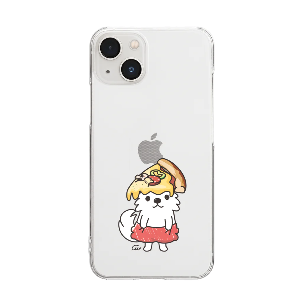 イラスト MONYAAT のワンポイント PIZZAゲットした　ポメラニアン Clear Smartphone Case