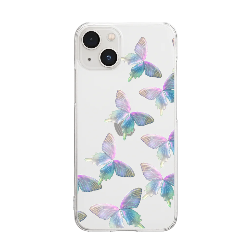 CHIAKI ARTSTORYの虹色蝶ふわり Clear Smartphone Case