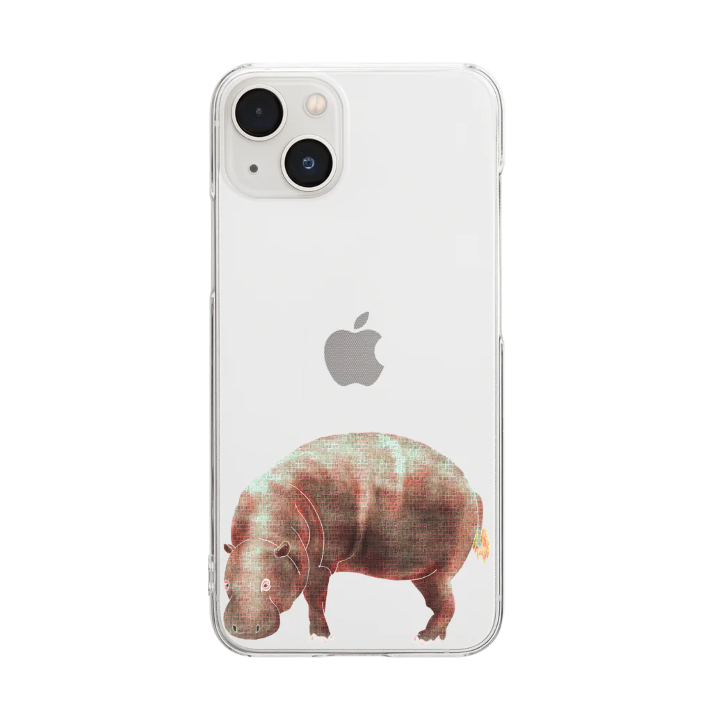 文様動物園 Pattern Zoo Museum shopの算木崩し × コビトカバ Clear Smartphone Case