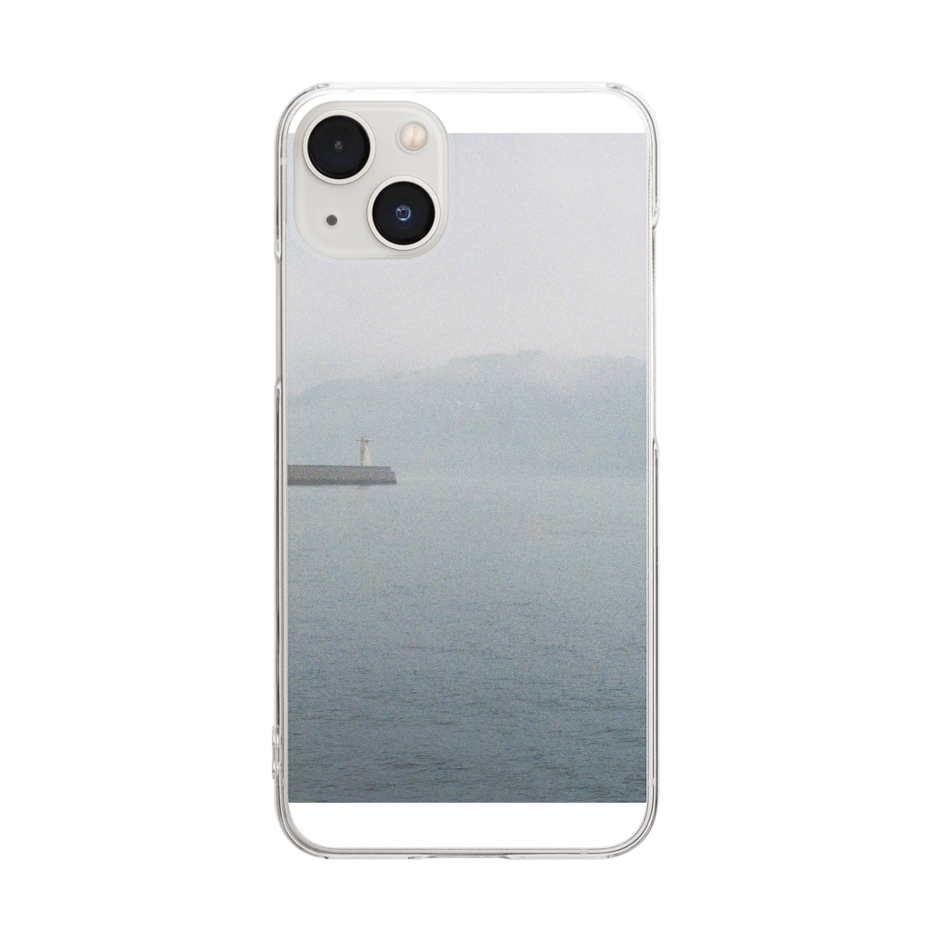 Esseの雨の日の海と白い灯台 Clear Smartphone Case