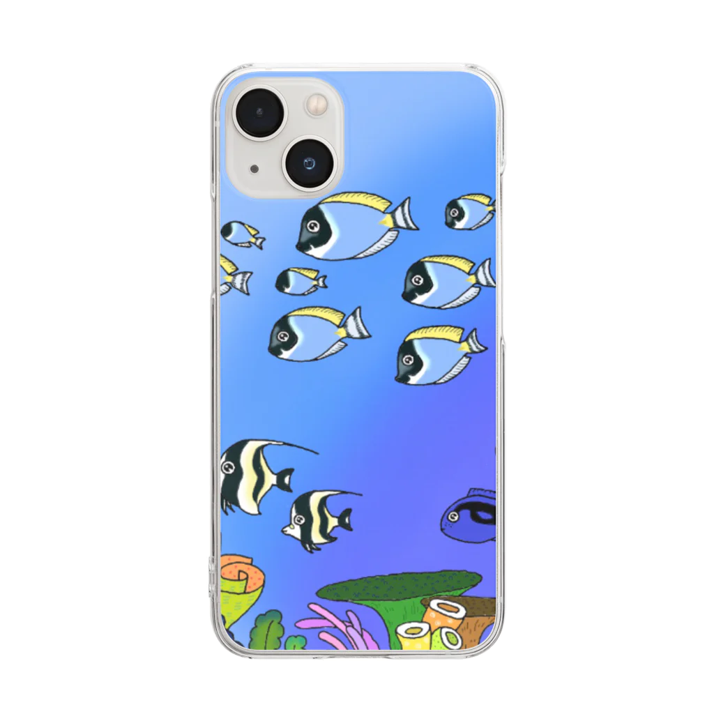 栗坊屋のパウダーブルーが泳ぐ海 Clear Smartphone Case