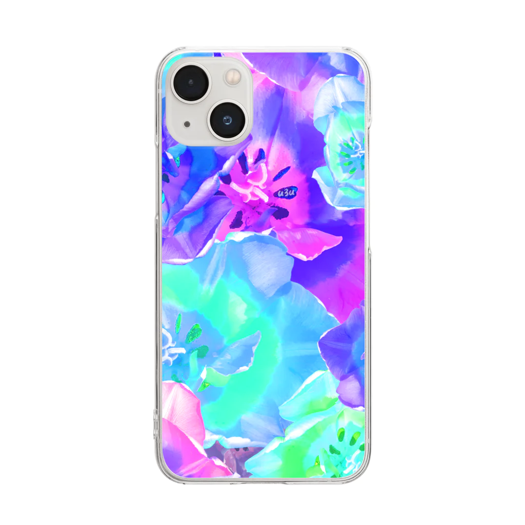 u3uのちゅーりっぷ　あおむらさき Clear Smartphone Case