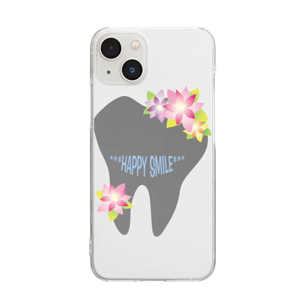 ハイジなわた歯 by Yamie ArtのHAPPY SMILE グレーversion Clear Smartphone Case