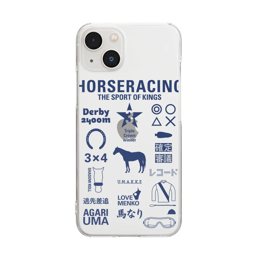 KAWAGOE GRAPHICSのHORSERACING GRAPHICS 紺 Clear Smartphone Case