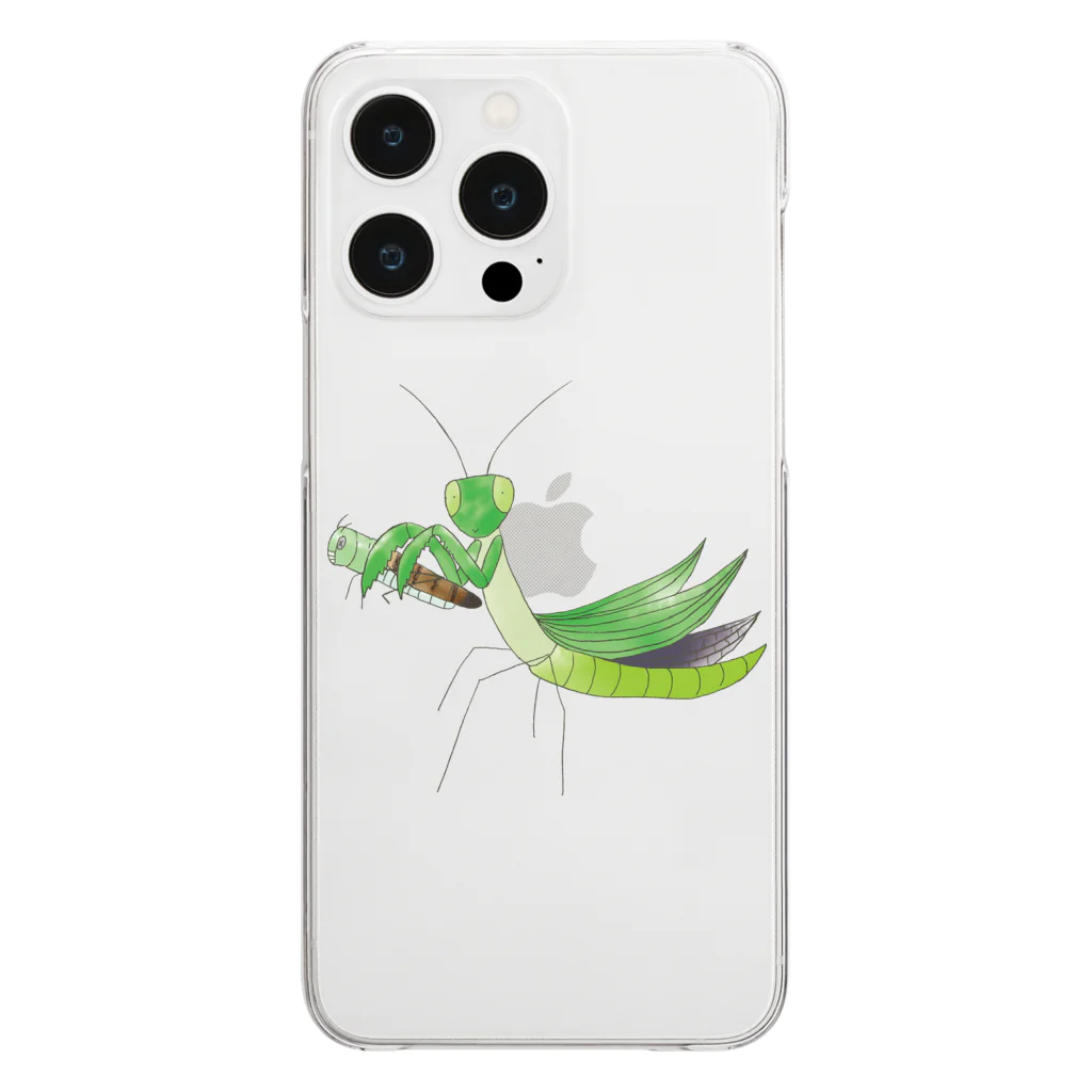 Drecome_Designのゆるいカマキリ Clear Smartphone Case