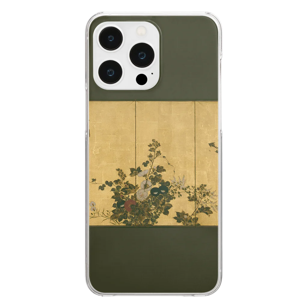 SONOTENI-ARTの002-002　鈴木其一　『秋冬の花』　クリア　スマホケース　iPhone 14ProMax/14Plus/13ProMax/12ProMax/11ProMax専用デザイン　CC5-2 クリアスマホケース