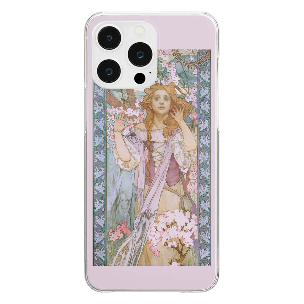 SONOTENI-ARTの014-008　アルフォンス・ミュシャ　『Jeanne d'Arc』　クリア　スマホケース　iPhone 14ProMax/14Plus/13ProMax/12ProMax/11ProMax専用デザイン　CC5-2 クリアスマホケース