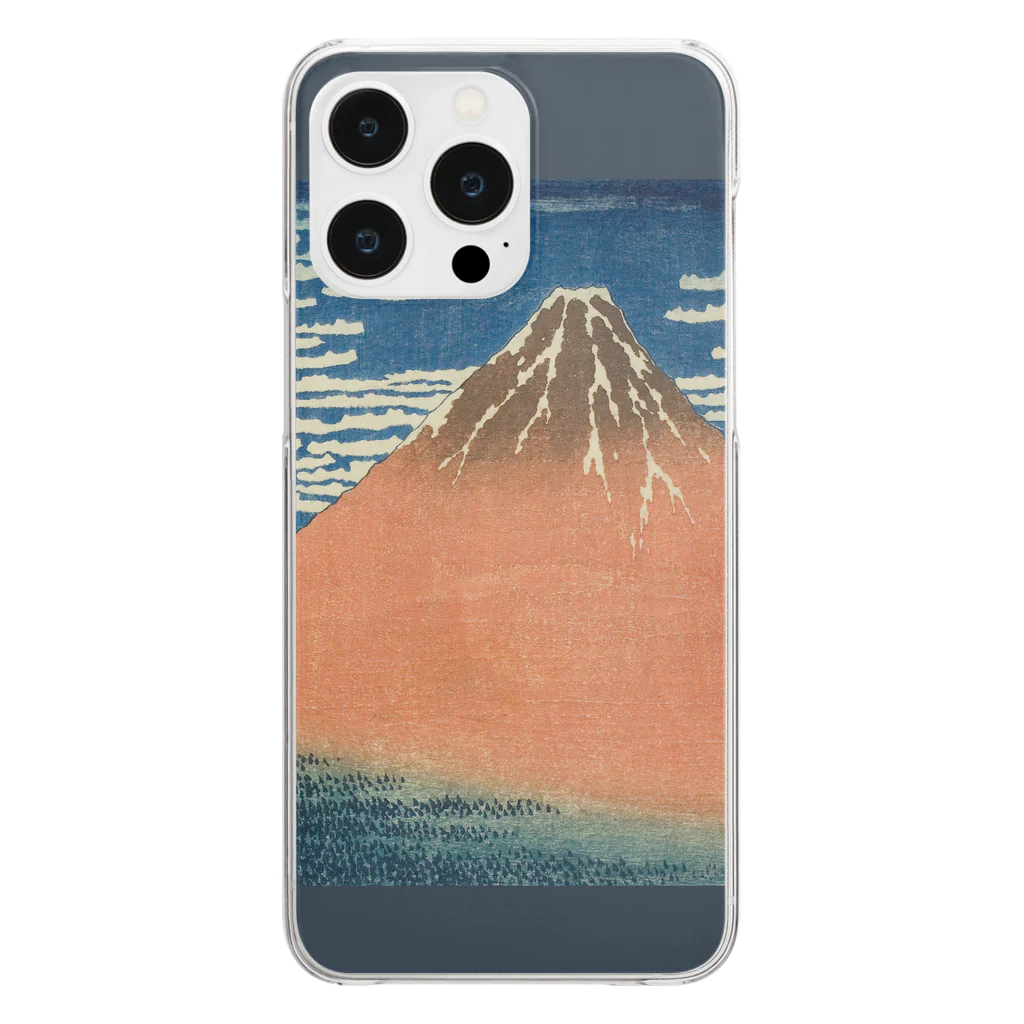 SONOTENI-ARTの003-004　葛飾北斎　『富嶽三十六景　凱風快晴』　クリア　スマホケース　iPhone 14ProMax/14Plus/13ProMax/12ProMax/11ProMax専用デザイン　CC5-2 クリアスマホケース