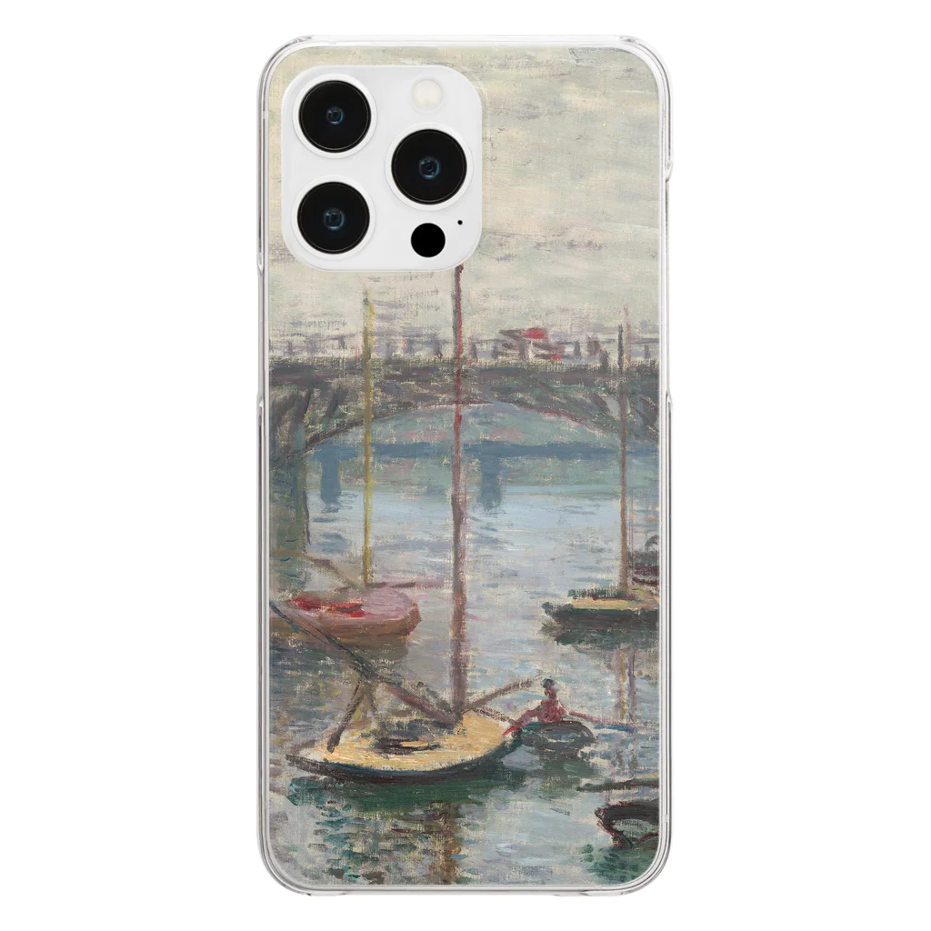 SONOTENI-ARTの004-024　クロード・モネ　『灰色の日のアルジャントゥイユの橋』　クリア　スマホケース　iPhone 14ProMax/14Plus/13ProMax/12ProMax/11ProMax専用デザイン　CC5-2 Clear Smartphone Case
