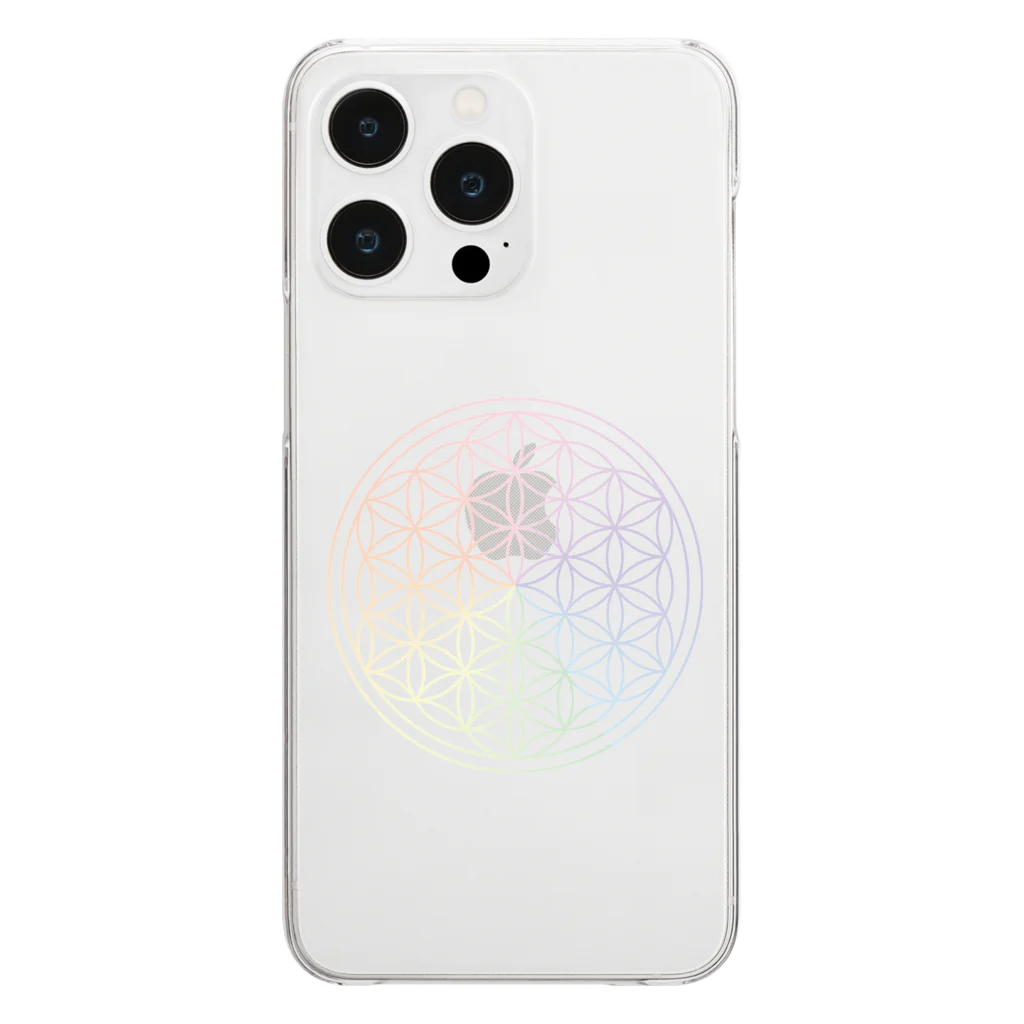 フラワーオブライフ（神聖幾何学）専門店のフラワーオブライフ（rainbow） Clear Smartphone Case