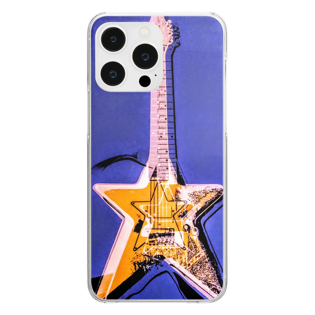 Rock★Star Guitar School 公式Goodsのアンディ・星ギター・ウォーホール Clear Smartphone Case