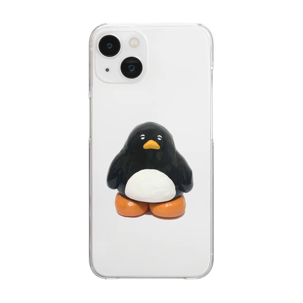 totsukamisako_storeのどっしりペンギン Clear Smartphone Case