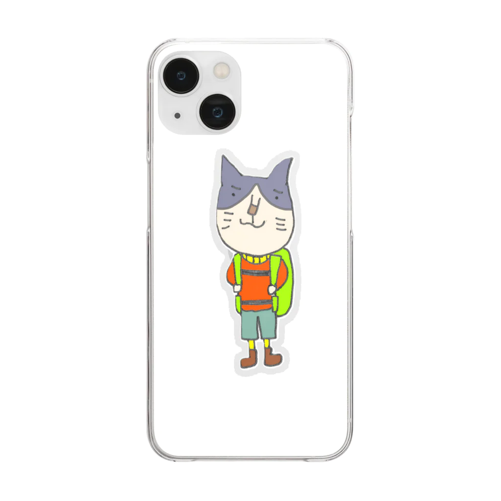 Rieの猫ちゃんお仕事シリーズ☆登山家日本猫さん Clear Smartphone Case