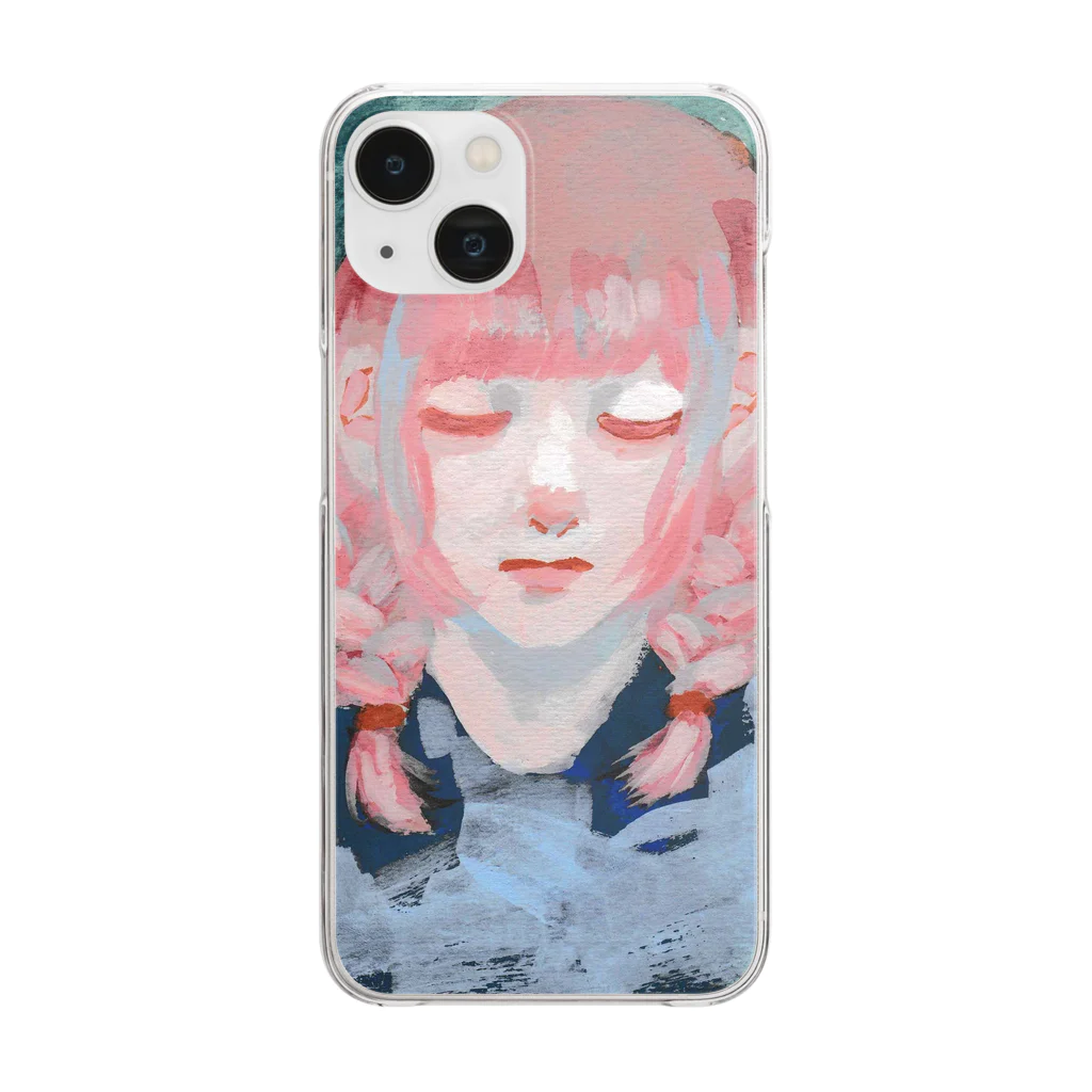 椋子(mukuko)のピンクのおさげの女の子 Clear Smartphone Case