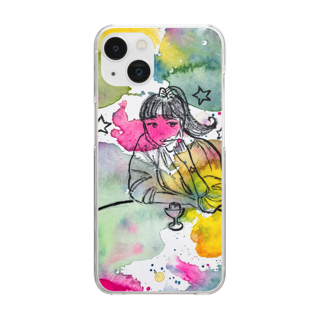 絵描き ひろみるん♪ オリジナル アートグッズSHOPのイラストあいすくりぃむ Clear Smartphone Case