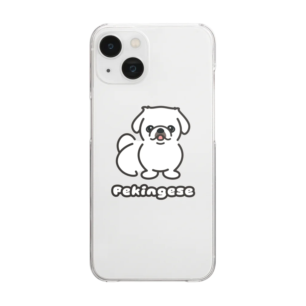 ペキニーズくらぶ（SUZURI支店）のペキニーズ・ホワイト（サマーカット）（全身） Clear Smartphone Case