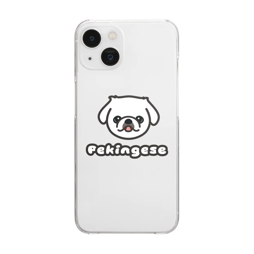 ペキニーズくらぶ（SUZURI支店）のペキニーズ・ホワイト（サマーカット）（顔だけ） Clear Smartphone Case