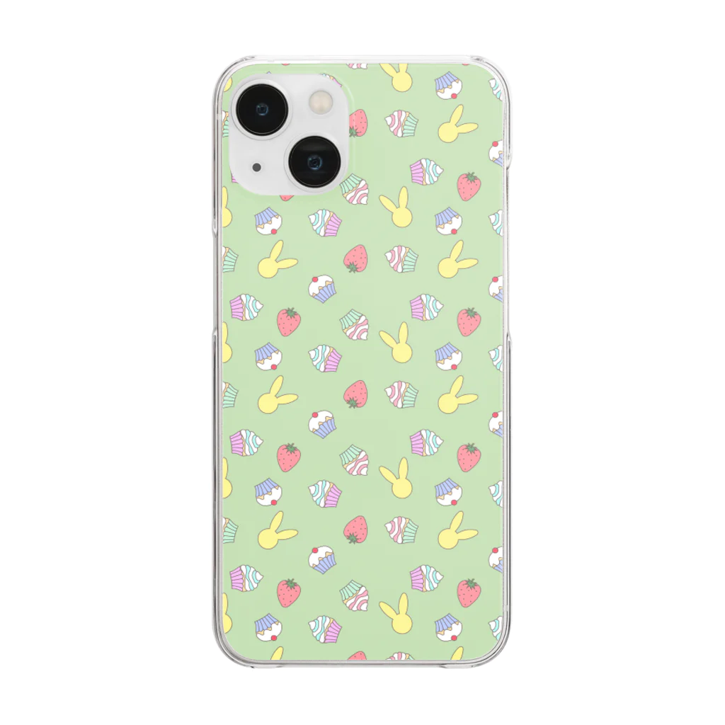 Rabbitflowerのマフィンとうさぎといちご（フル） Clear Smartphone Case