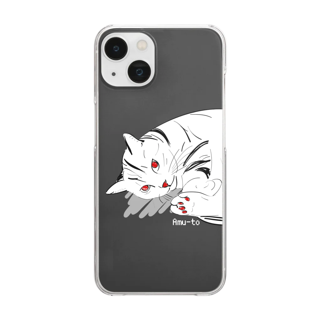 amu-toのアートねこ（クール・赤目） Clear Smartphone Case