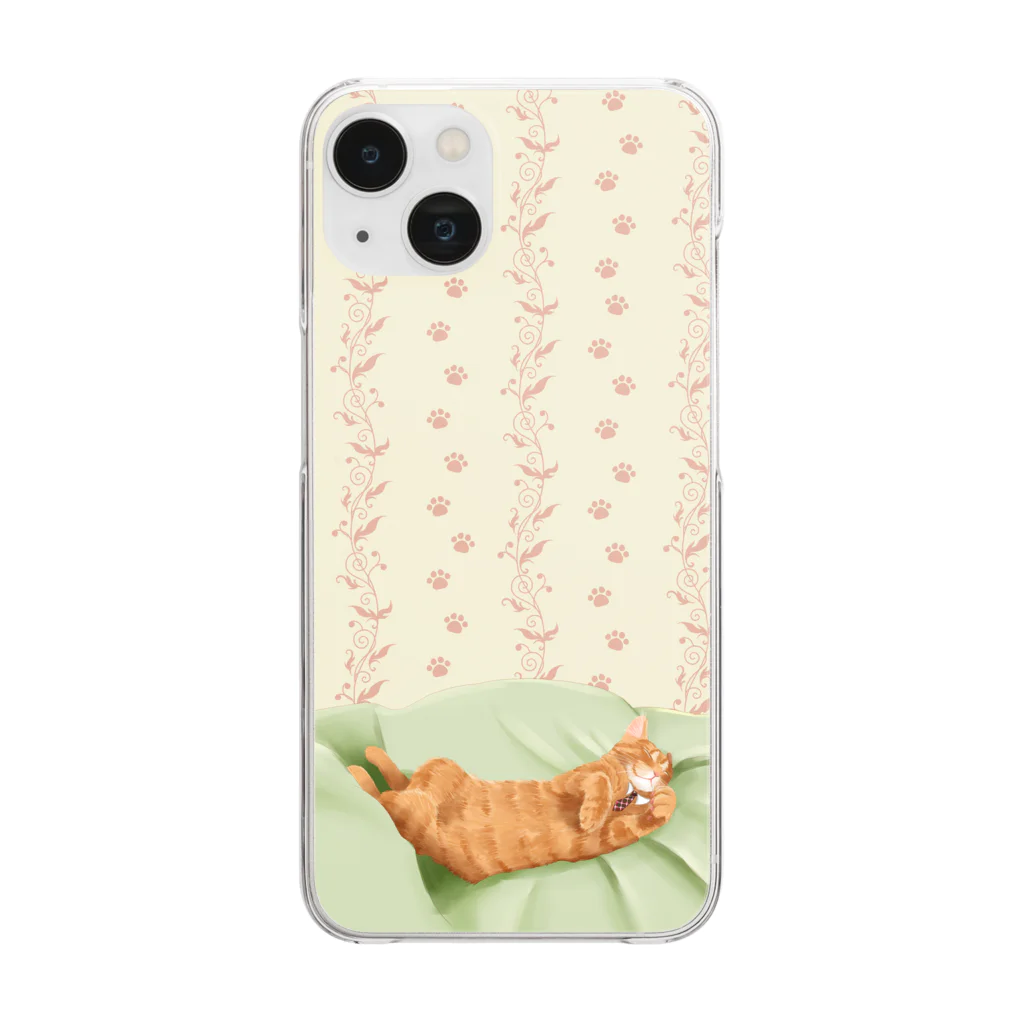 アトリエ『猫虹彩パレット』🐈🌈🎨のおねんねれおんくん Clear Smartphone Case