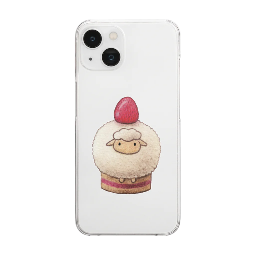 ひつじ好きのみそうギャラリーのショートケーキひつじ Clear Smartphone Case