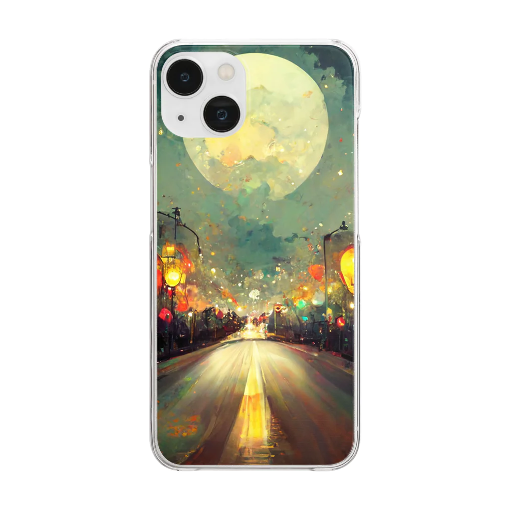 between 01のMoon & Lights / 月と街灯 Clear Smartphone Case