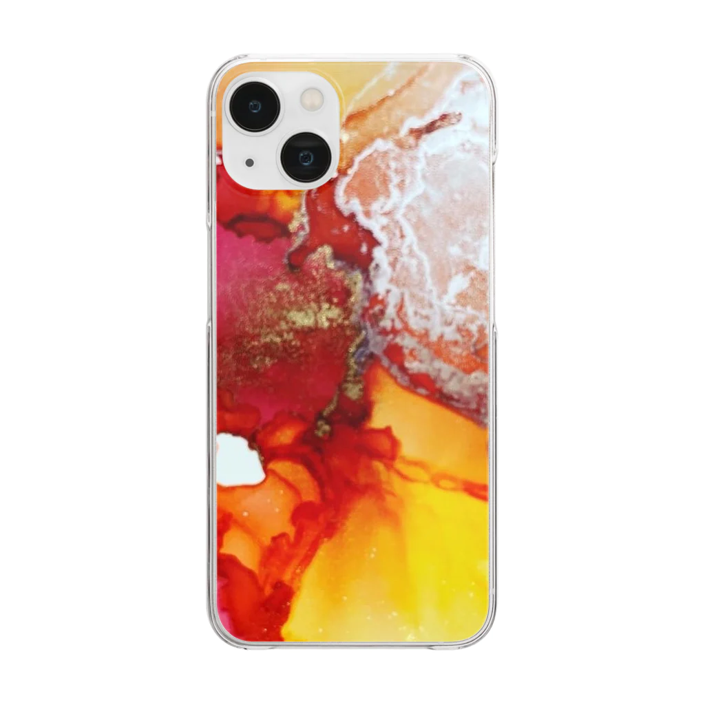 Healingcolor art椿のアルコールインクアート💖 투명 스마트폰 케이스