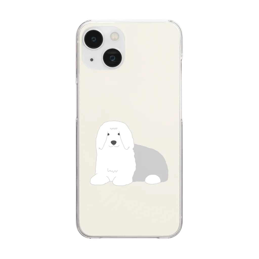 ゆいたっく／犬イラストのオールドイングリッシュシープドッグ2(GY) Clear Smartphone Case