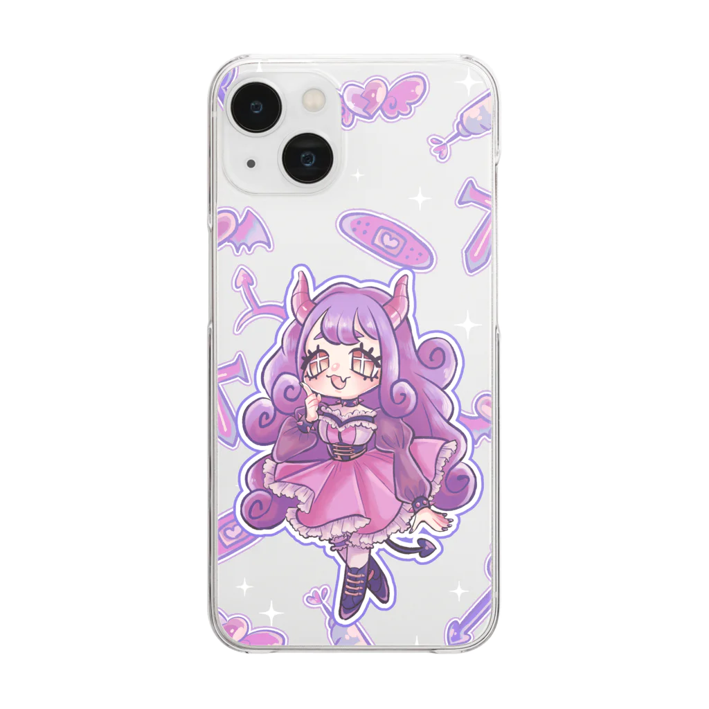 さるのこしかけの小悪魔あく美ちゃん(クリア) Clear Smartphone Case