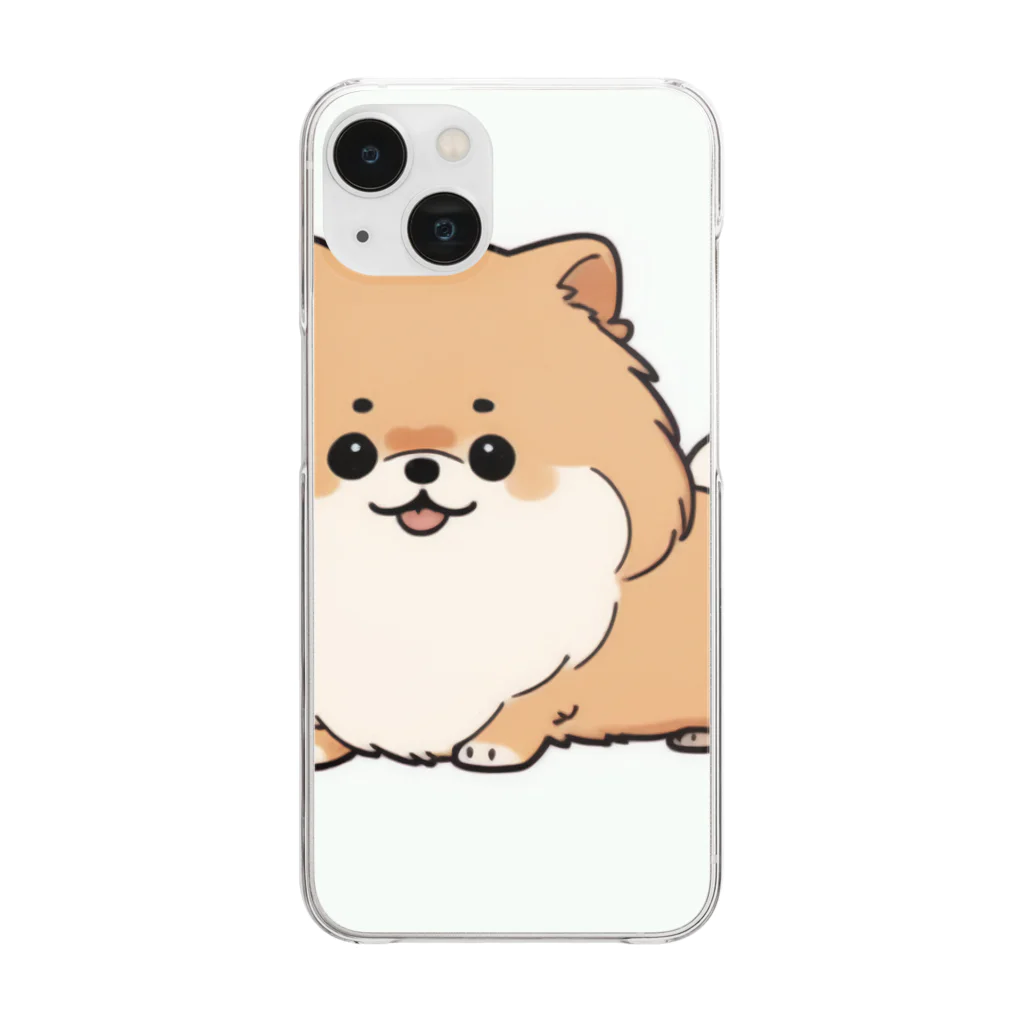 ロボロフのもふもふポメラニアン Clear Smartphone Case