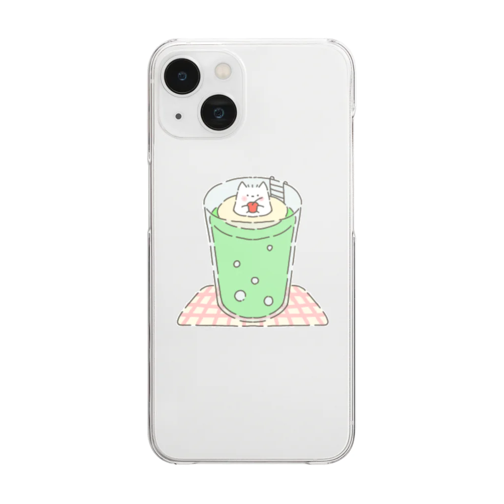 ぱ！のふわふわねこ クリームソーダ Clear Smartphone Case