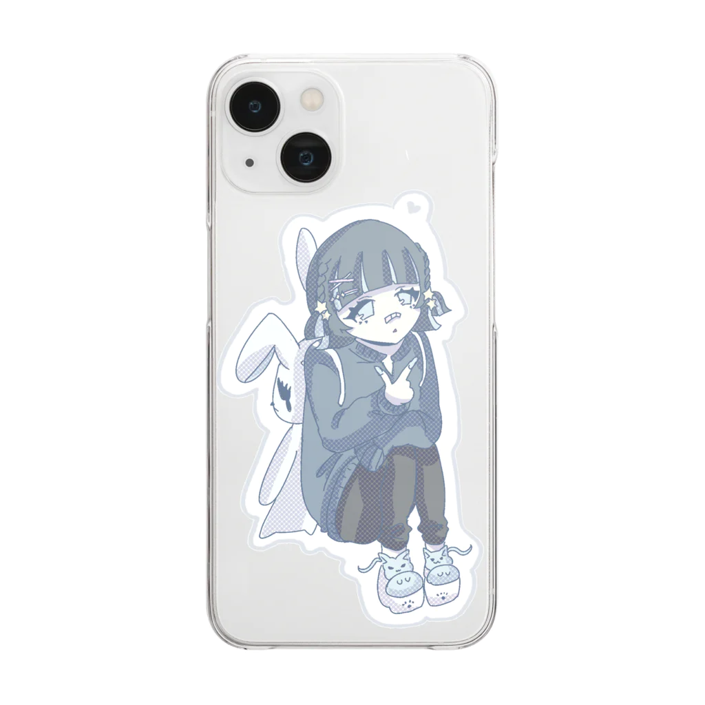 すおる01のシール風ねむねむめんへら Clear Smartphone Case