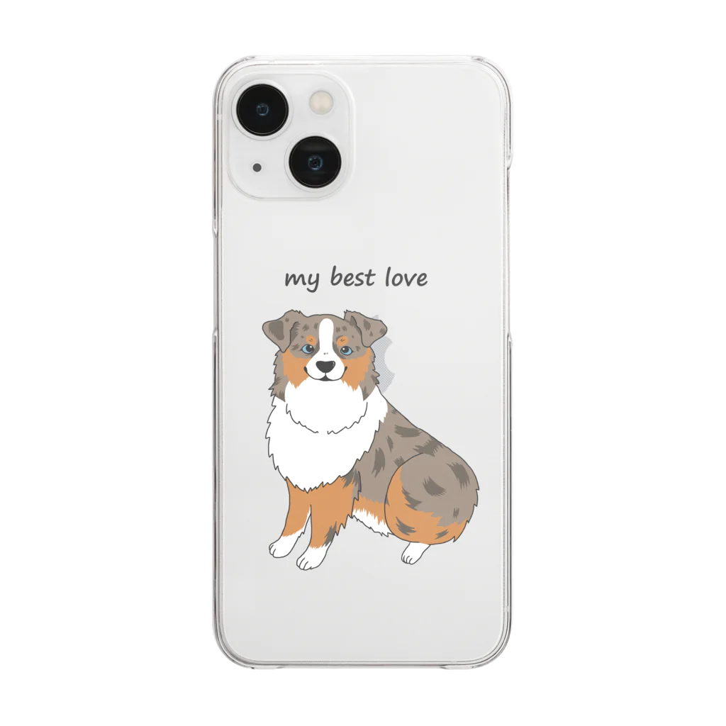 わんライフガーデンのOh my dog！レッドマールなオーストラリアンシェパード(ブルーアイ) Clear Smartphone Case